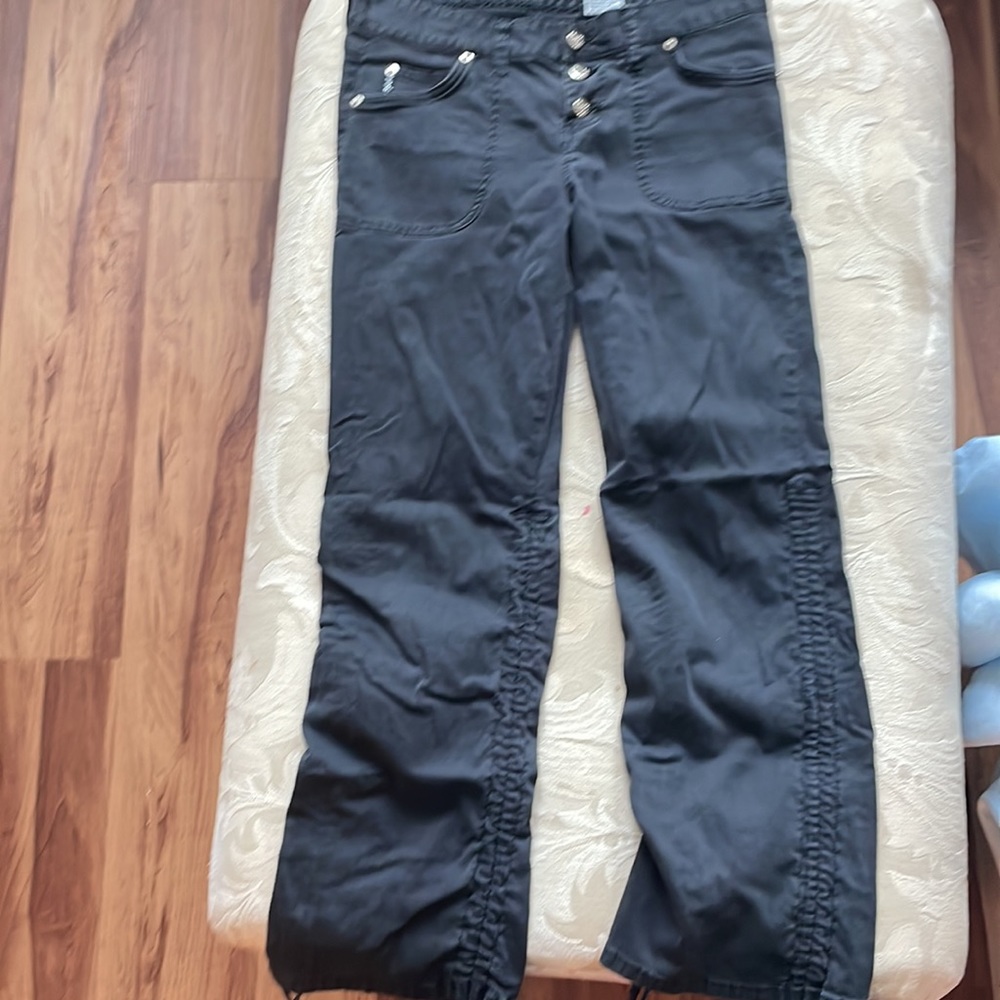 Vintage Mudd jeans size 7/8 Black cotton 97% spandex 3% pull strings at cuff up